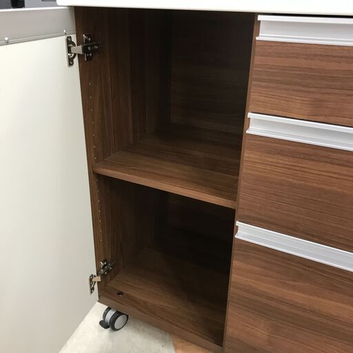 ★ジモティ割引あり★ キッチンボード 木目調/白 W(幅)139～202×D(奥行き)47×H(高さ)88cm ※クリーニング済み