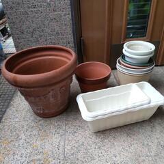 大きめ 陶器鉢  プラ鉢セット