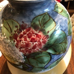 京都　陶あんのおおきな花瓶　紫陽花柄の画像