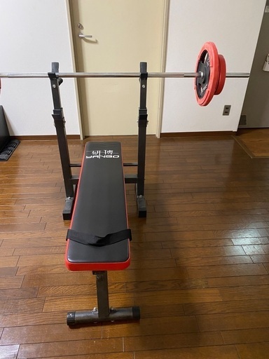 中古ダンベル＆トレーニングベンチセット 楽天市場】トレーニングジムセット 赤ラバー 140kg送料無料