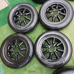 🆕ブラックレーシング12インチ145R12 6PRアルミホイール...