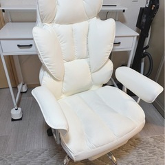 美品】ホワイト ゲーミングチェア＆パソコンデスク セット 引き取り  