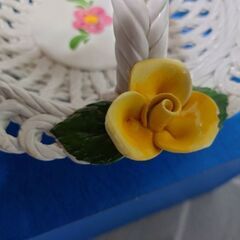 新品未使用【イタリア製／陶器バスケット／フルーツ皿】#果物入れ#お菓子入れ#小物入れの画像