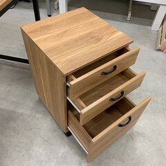 ★ジモティ割引あり★ デスク＆キャビネットセット 木目調 ライトブラウン W(幅)110×D(奥行き)50×H(高さ)73cm ※クリーニング済みの画像