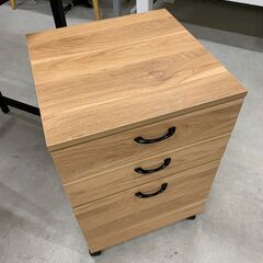 ★ジモティ割引あり★ デスク＆キャビネットセット 木目調 ライトブラウン W(幅)110×D(奥行き)50×H(高さ)73cm ※クリーニング済みの画像
