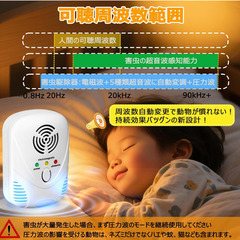 🐭【新品未使用】ネズミ駆除器 超音波式 2個セット 害虫撃退器 電磁波 360°全方位カバー 230畳対応 コンセント式 ゴキブリ対策 コウモリ 蚊 アリ ノミ ハエ クモ ハチ ダニ 音波駆除 静音 省エネ ペット安全 害虫対策グッズの画像