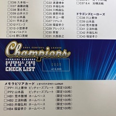 2004年 セ・リーグ優勝記念カード 中日ドラゴンズ　チームセット　シリアル№付の画像