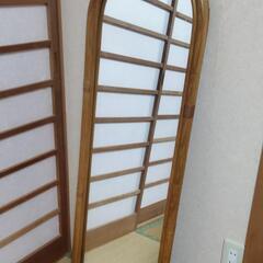 mラタン壁掛ミラー
