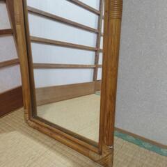 m120×40㎝ラタン壁掛ミラーの画像