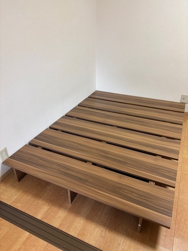 【LOWYA】木目調ローベッド フレーム セミダブル