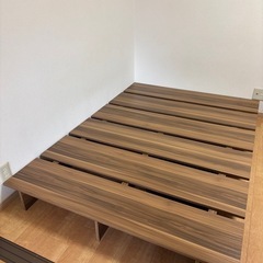 【LOWYA】木目調ローベッド フレーム セミダブル