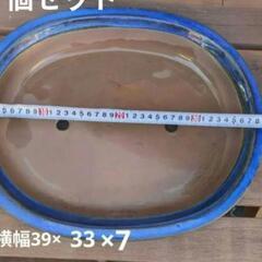 大型盆栽鉢　楕円鉢　園芸　陶器　紫泥