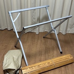 アウトドア　レジャー　ウッドロールテーブル　ハイタイプの画像