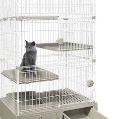 トイレ一体型キャットケージ3段 グレー 【完全未使用】の画像