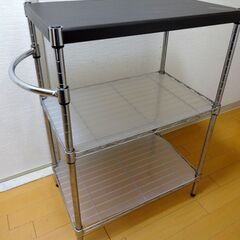 NITORI キッチンワゴン スチールラック 木製天板 収納家具...