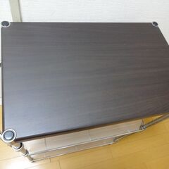 NITORI キッチンワゴン スチールラック 木製天板 収納家具 3段ラック メタルラックの画像