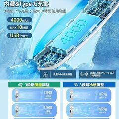 TWhours 首掛け扇風機 冷却プレート 【2025年夏新型・3段階風量&冷感調節・超長冷感プレート】の画像