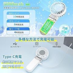【2025年新型】ハンディファン 冷却プレートLEDディスプレイ表示 携帯扇風機 手持ち扇風機 5000mAhの画像