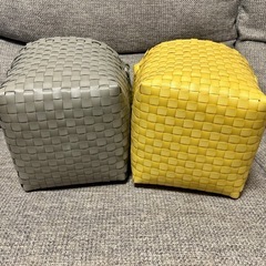 無印　再生ポリプロピレン入り　梱包用バンド　手編みバスケット小　2個セット の画像
