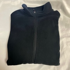 メンズ フリース ジャケット ブラック Ｌ ジップアップの画像