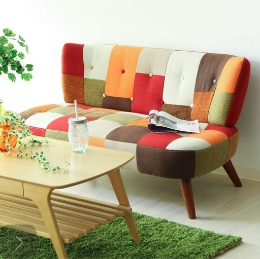 パッチワークデザイン 二人掛けソファ　デイジー