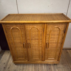 【1062】レトロ家具　靴箱　ラタン製