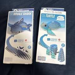 ペーパークラフトのクジラザメとカメの模型キット