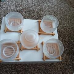 新品未使用品　ホヤHOYA茶托付き冷茶５客揃