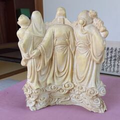 中国彫刻　福禄寿三星像　縁起物　置物の画像