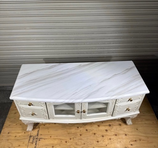 テレビ台 アンティークホワイト 完成品 木製 ローボード 白家具 テレビ