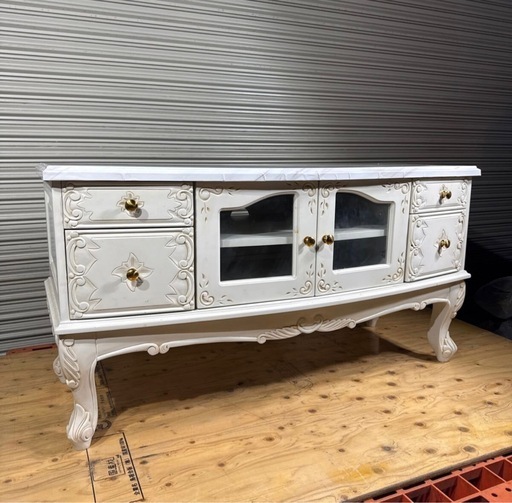 テレビ台 アンティークホワイト 完成品 木製 ローボード 白家具 テレビ