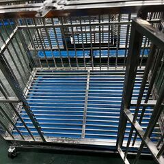 【展示品】犬用ケージ 小型犬 中型犬 ケージ 犬小屋 ゲージ 犬用ケージ 屋根付き キャスター付き ステンレス pt088-78 の画像