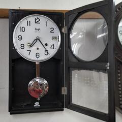 【希少 稼働品】meiji 明治 30DAY 大型 掛時計ゼンマイ式 昭和レトロ 明治時計 箱型柱時計 30DAY カレンダー付 昭和40年頃【W230