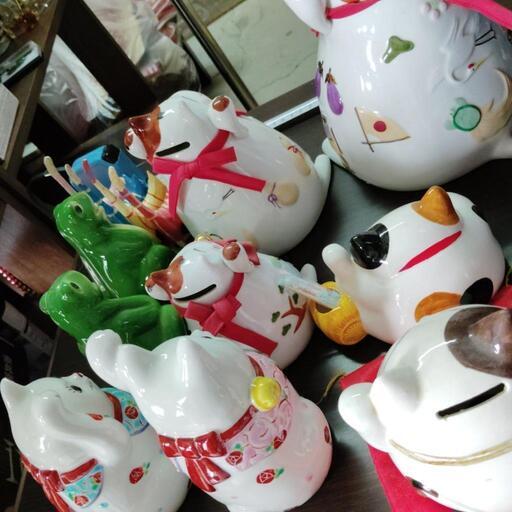 未使用美品飾っていたのみ招き猫貯金箱置物等陶器木製猫美品