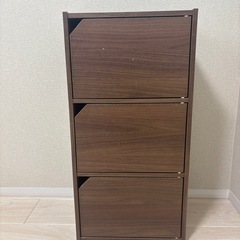 木目調　3段収納ボックス