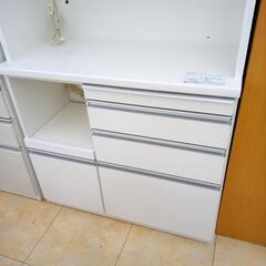 お値下げしました！★ジモティ割あり★ 松田家具 レンジボード ホワイト H205×D52×W100 クリーニング済み OJ9447の画像