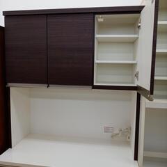 ★ジモティ割あり★  食器棚 木目×ホワイト H200×D51×W100 クリーニング済み OJ9452の画像