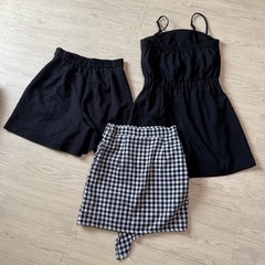 GU JYZ サロペット　ショートパンツ　ミニスカート　まとめ売り　S 未使用　黒　キュロットの画像