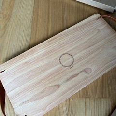 非売品　Nespresso 木製トレイ レザー持ち手付きの画像