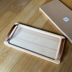 非売品　Nespresso 木製トレイ レザー持ち手付きの画像