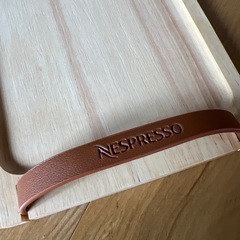 非売品　Nespresso 木製トレイ レザー持ち手付きの画像