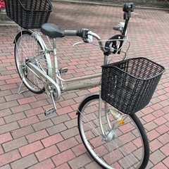 前後籠付きオートライト変速付きシルバー 軽快車(26㌅)お引き取...