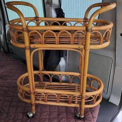 ラタン製　籐　ワゴン　車輪付き