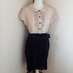 ☆美品☆ H&M フリル付きボタンシャツワンピース L-XL