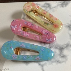 ⑤　手作りお花柄髪留めクリップの画像
