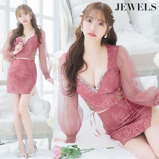 JEWELS ジュエルズ 総レース チュール袖 セットアップミニドレス
