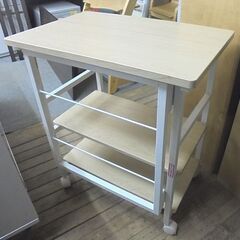 折りたたみサイドラック PSR-5738 ナチュラルメイプル 浅型 ワイド 山善 キャスター付き 収納 札幌市 白石店の画像