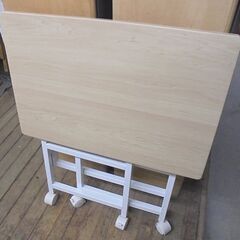 折りたたみサイドラック PSR-5738 ナチュラルメイプル 浅型 ワイド 山善 キャスター付き 収納 札幌市 白石店の画像