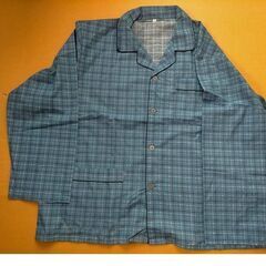 新品 LLサイズ 青系チェック柄 長袖 パジャマ 上のみ 春・夏用