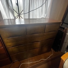 ブラウン木製チェスト　洋服箪笥　タンス　引き出し